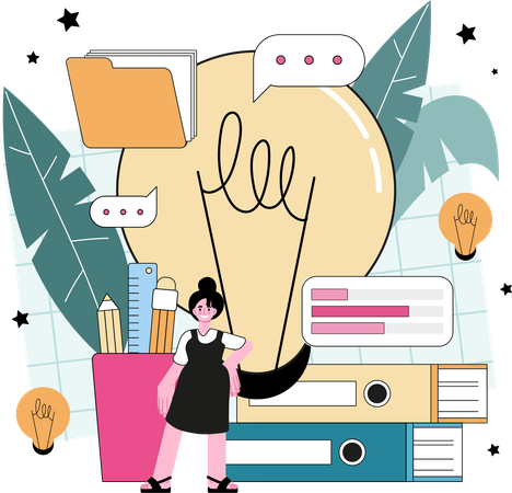 Businesswoman shares creative ideas  Illustration