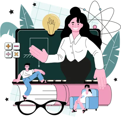 Businesswoman shares creative ideas  Illustration