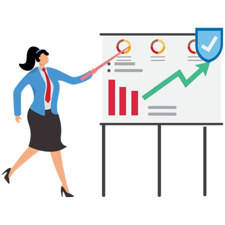 Businesswoman sharing analytics data  Illustration