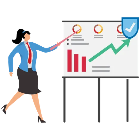 Businesswoman sharing analytics data  Illustration