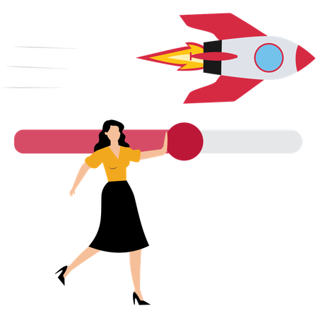 Businesswoman showing Accomplishment bar  Illustration