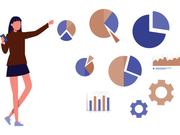 Businesswoman showing big business data  Illustration