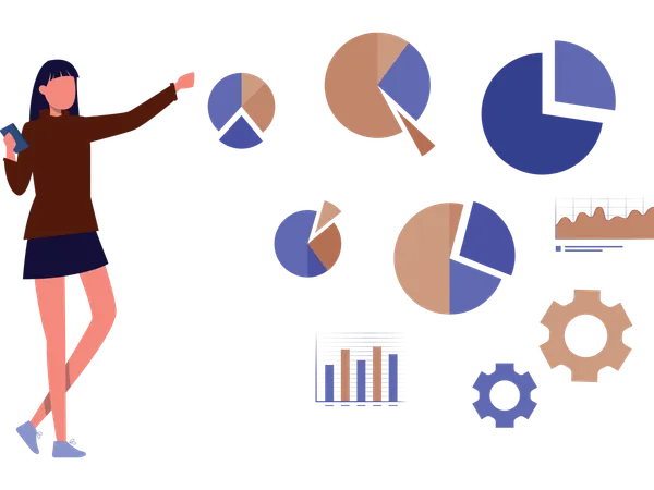 Businesswoman showing big business data  Illustration