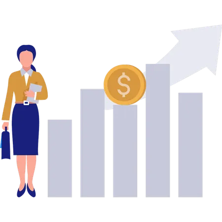 Businesswoman Showing Business Graph  Illustration