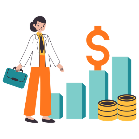 Businesswoman showing Business Growth  Illustration