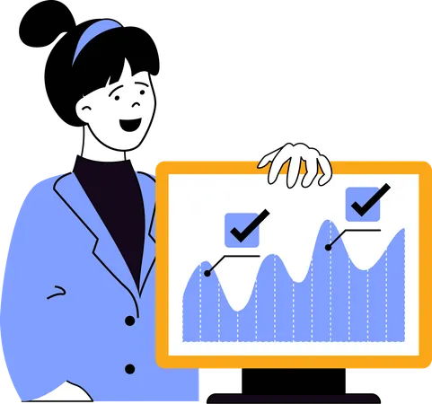 Businesswoman showing business growth report  Illustration