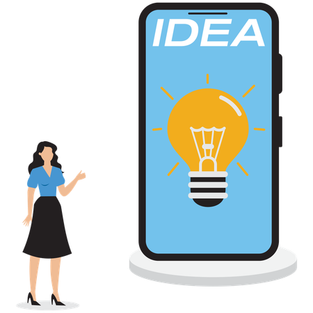 Businesswoman showing business mobile idea  Illustration