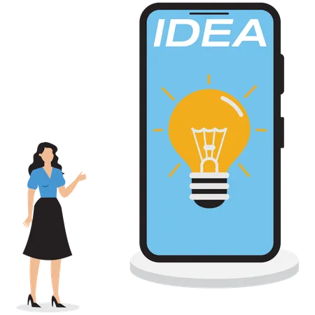 Businesswoman showing business mobile idea  Illustration