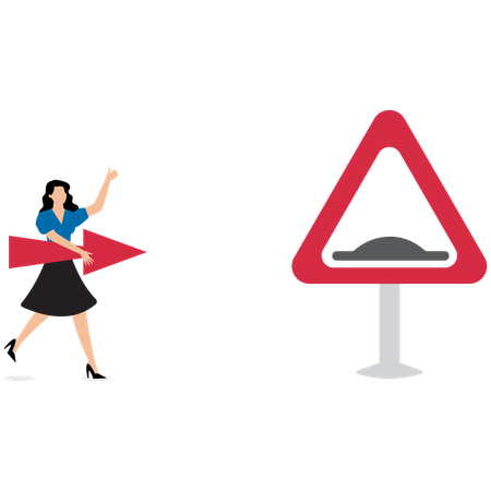 Businesswoman showing business obstacles  Illustration