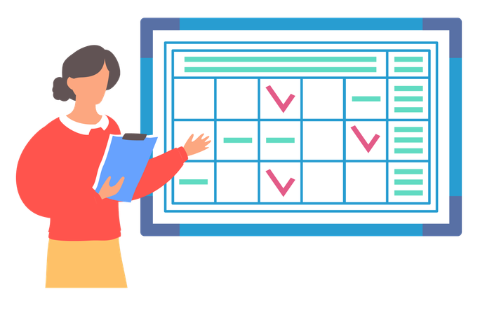 Businesswoman showing business schedule  Illustration