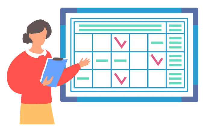 Businesswoman showing business schedule  Illustration
