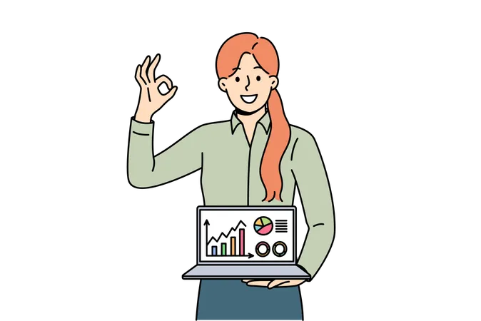 Businesswoman showing business stats  Illustration