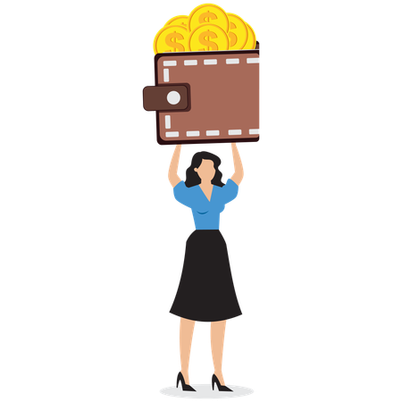 Businesswoman showing business wallet  Illustration