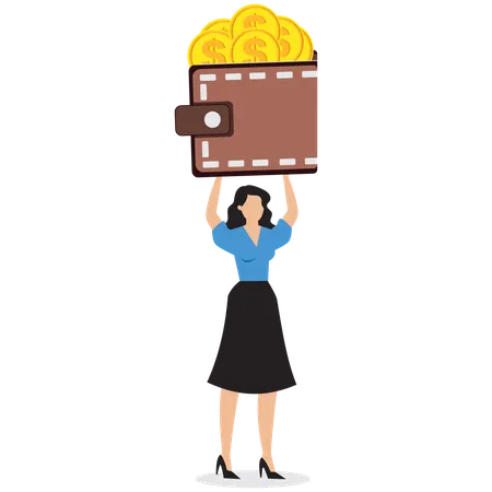 Businesswoman showing business wallet  Illustration