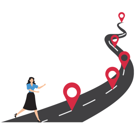 Businesswoman showing career road map  Illustration