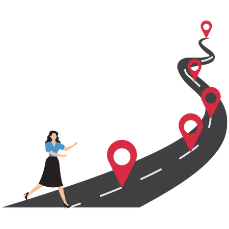 Businesswoman showing career road map  Illustration