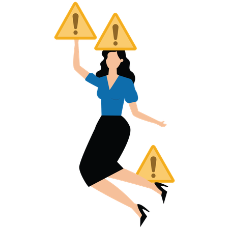 Businesswoman showing danger board  Illustration