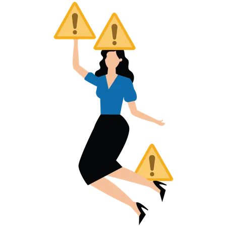 Businesswoman showing danger board  Illustration
