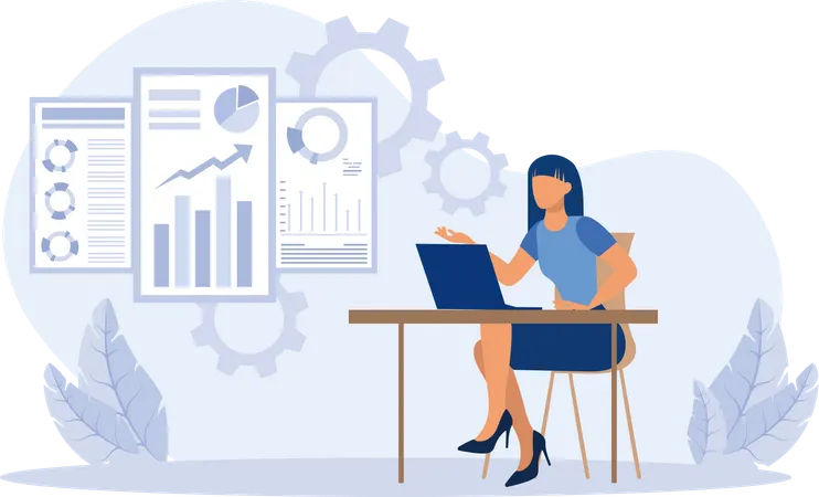 Businesswoman showing data analysis  Illustration