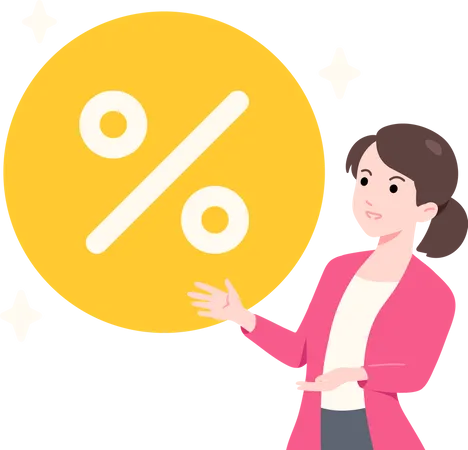 13 Female Entrepreneur View Promotion Percentage Business Marketing Illustration Flat Illustration