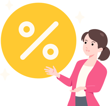 Businesswoman Showing Discount Badge  Illustration