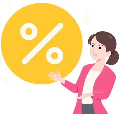 Businesswoman Showing Discount Badge  Illustration