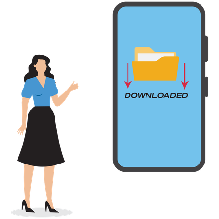 Businesswoman showing downloaded folder  Illustration