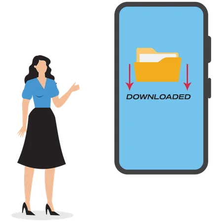 Businesswoman showing downloaded folder  Illustration