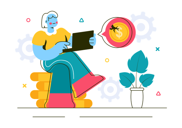 Businesswoman showing Economic Recession Effects  Illustration