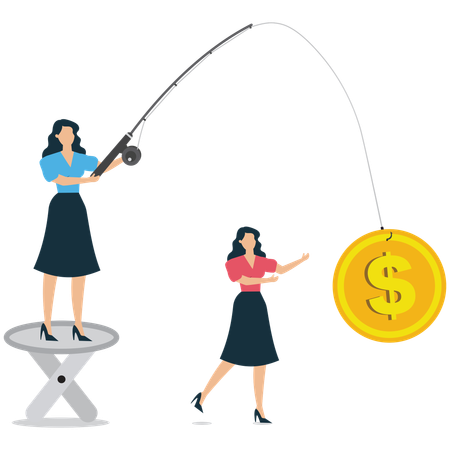 Businesswoman showing false incentive  Illustration