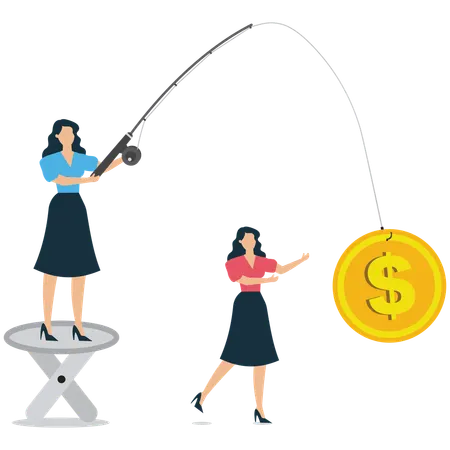 Businesswoman showing false incentive  Illustration
