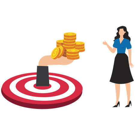 Businesswoman showing fianncial target  Illustration