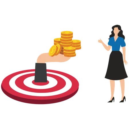 Businesswoman showing fianncial target  Illustration