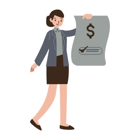 Businesswoman showing financial document  Illustration