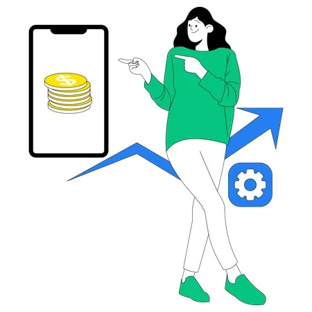 Businesswoman showing financial graph  Illustration