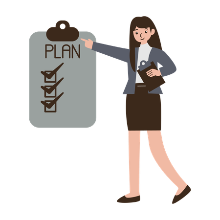 Businesswoman showing financial plan  Illustration