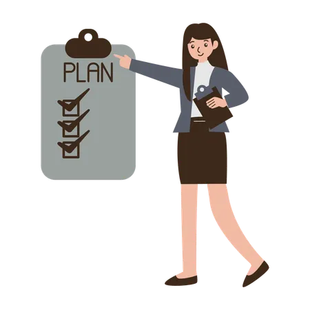 Businesswoman showing financial plan  Illustration