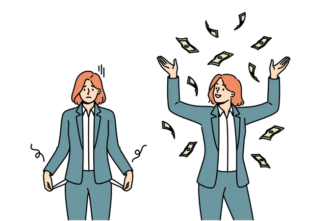 Businesswoman showing financial progress  Illustration