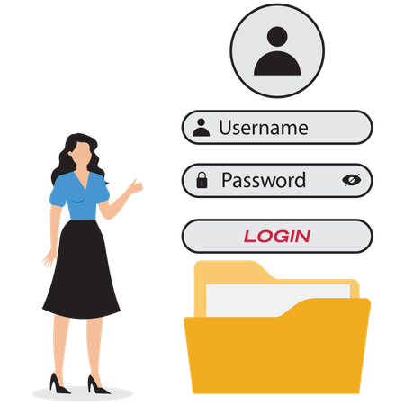 Businesswoman showing folder protection  Illustration