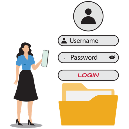 Businesswoman showing folder protection  Illustration