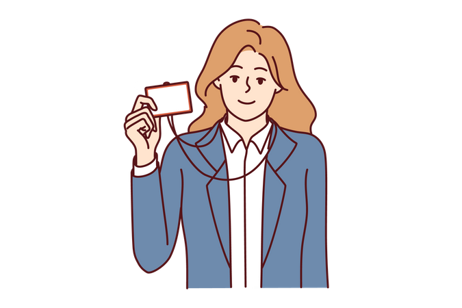 Businesswoman showing id card  Illustration