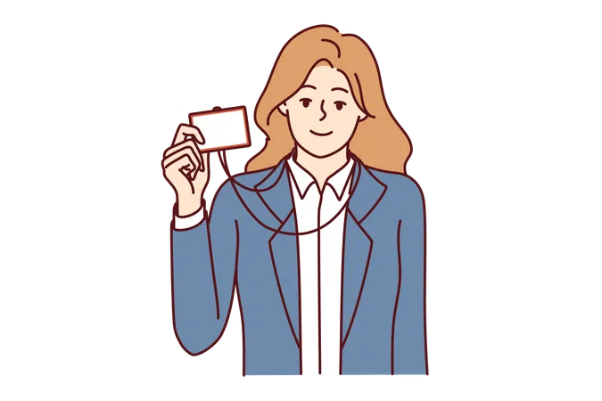 Businesswoman showing id card  Illustration