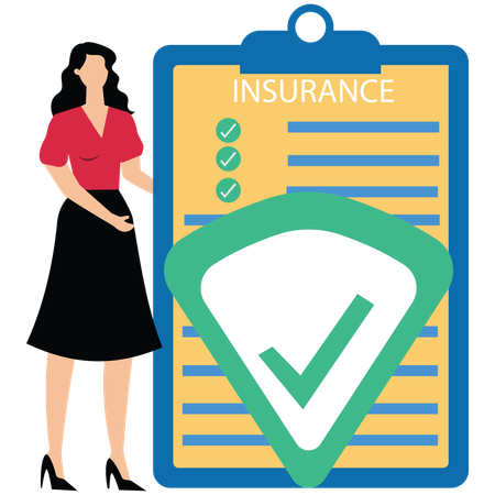 Businesswoman showing insurance policies  Illustration