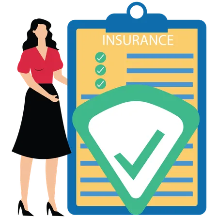 Businesswoman showing insurance policies  Illustration