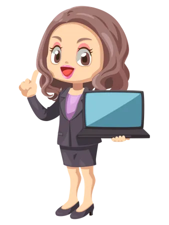 Businesswoman showing laptop  Illustration