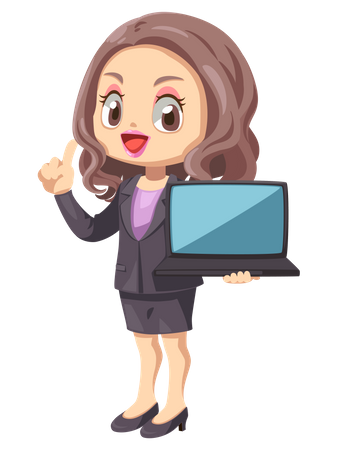 Businesswoman showing laptop  Illustration