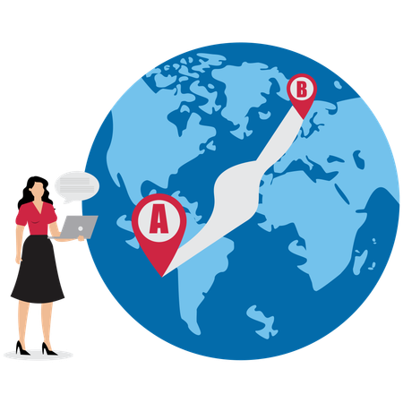 Businesswoman showing location globally  Illustration