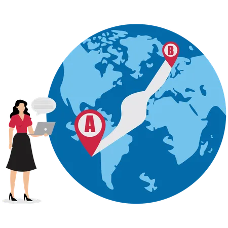 Businesswoman showing location globally  Illustration