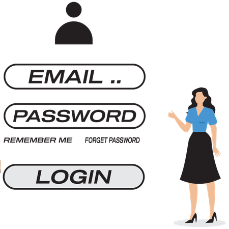 Businesswoman showing login account  Illustration