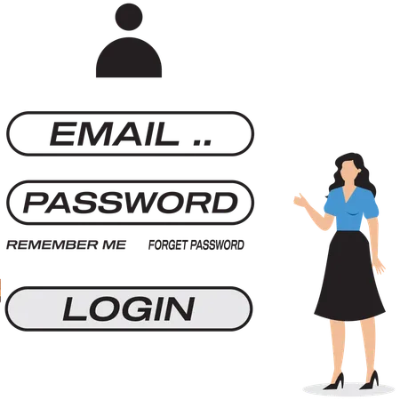 Businesswoman showing login account  Illustration